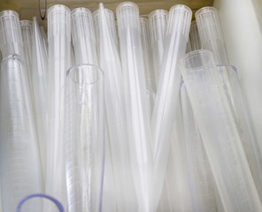 Many glass medical tubes, biotechnology and lab
