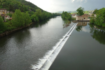 weir at the Lot river in Cahors