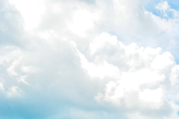 Close up view of cloud in blue sky. 