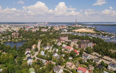 Aerial view of Kotka, small town in southern Finland
