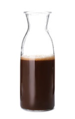Bottle with cold brew coffee on white background