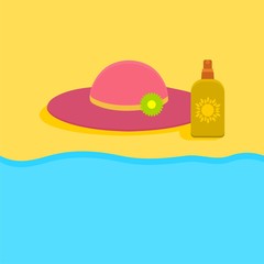 Sunblock cream with hat vector