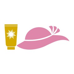 Sunblock cream with hat vector