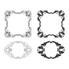 Classical baroque vector set of vintage elements for design.
