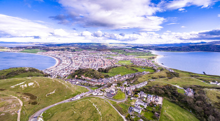 Aerial view of Llandudno in Wales, United Kingdom