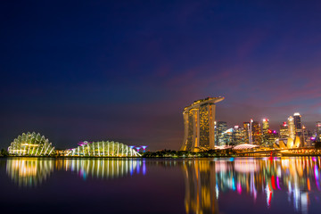 Fototapeta na wymiar Night Lights of Singapore