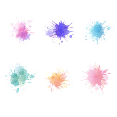 Set of watercolor splash blots. Vector illustration.