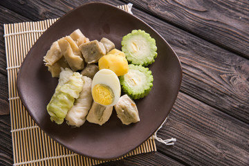 siomay. traditional indonesian food with peanut sauce