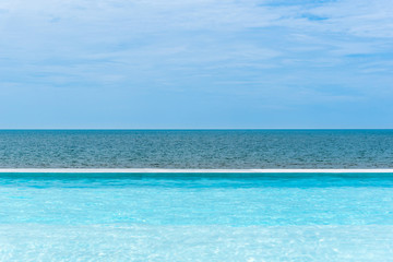 Swimming pool seaside the sea with horizon of sky