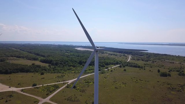 Landscape with Turbine Green Energy Electricity, Europe Estonia
