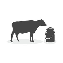 Milk can and cow icon