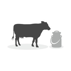 Milk can and cow icon