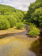 Fototapeta na wymiar Dried riverbed after a dry spring at Rivington, Chorley, Lancashire, UK