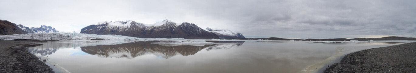 Panoramic view of glacier in Iceland
