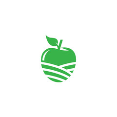 Fresh fruit agriculture or farm fruit green logo design vector