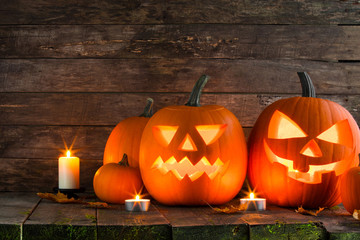 Halloween pumpkin and candles
