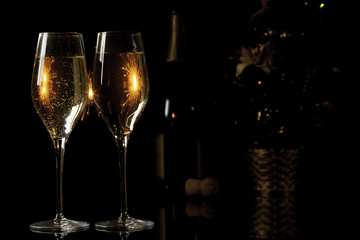 Champagne and lit sparkler