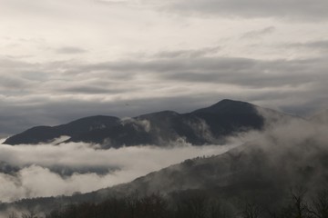 mountain covered in clouds