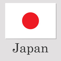 Japan flag isolated on grey background with shadow inscription