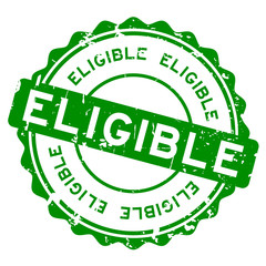 Grunge green eligible word round rubber seal stamp on white background