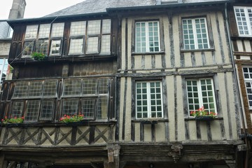 May 28, 2018 France, Dinan. Half-timbered houses in the old part of Dinan