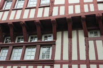 May 28, 2018 France, Dinan. Half-timbered houses in the old part of Dinan