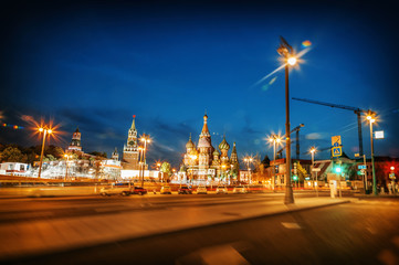 Fototapeta na wymiar City night landscape, view of the Kremlin in Moscow, sightseeing, tourism, travel to Russia