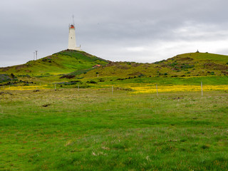 Lighthouse on Reykjanes peninsula in Iceland