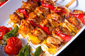 original hungarian shashlik with onion and paprika
