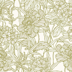 Seamless pattern with poppy flowers