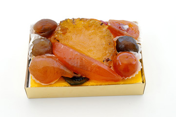Box of delicious candied fruits, specialty of the city of Nice in French Riviera