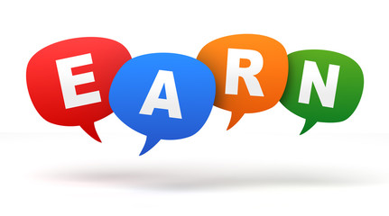 earn speech bubbles 3d concept illustration
