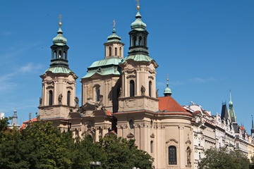Fototapeta na wymiar The Church of St Nicholas at Old Town Square in Prague