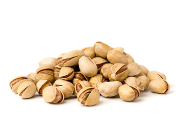 Pile of pistachio nuts, closeup.