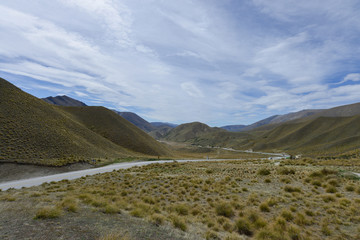 High way thru the Lindis pass in New Zealand