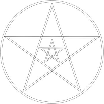 Outline drawing of pentagram for coloring and meditation