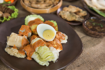 siomay. traditional indonesian food with peanut sauce