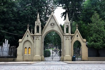 Naklejka premium Entrance gate to the Lychakiv Cemetery in Lviv, Ukraine