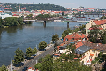 Fototapeta na wymiar View of the Prague Castle from Vysehrad in Prague 