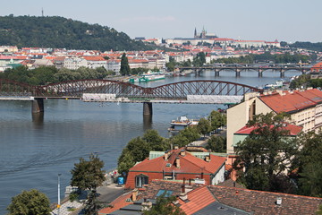 Fototapeta na wymiar View of the Prague Castle from Vysehrad in Prague 