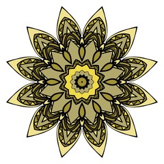 Mandala Style Vector Shapes. Decorative Cicle ornament. Floral design. Color illustration