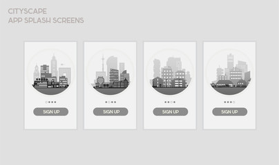 Obraz premium Flat design responsive UI mobile app splash screens mockups
