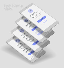 Mobile App UI Sign In and Sign Up screens 3d mockup kit