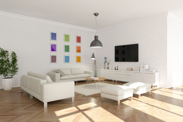 modern bright skandinavian interior design living room