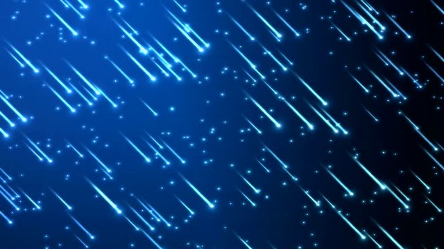 Colorful Shining Shooting Stars Animation - Seamless Loop Blue