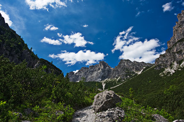 Obraz premium Panorama lungo la salita al Rifugio Pacherini da Forni di Sopra