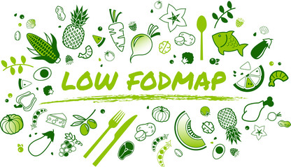 low fodmap diet concept: healthy and well-balanced food - vector illustration
