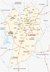 road map of the Brazilian city curitiba with all districts and neighborhoods