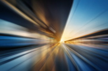 Abstract motion blur image of Venice city rail station. Concept blur backround on transport, business, industry, travel topic.