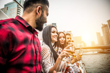 People celebrating on a yacht